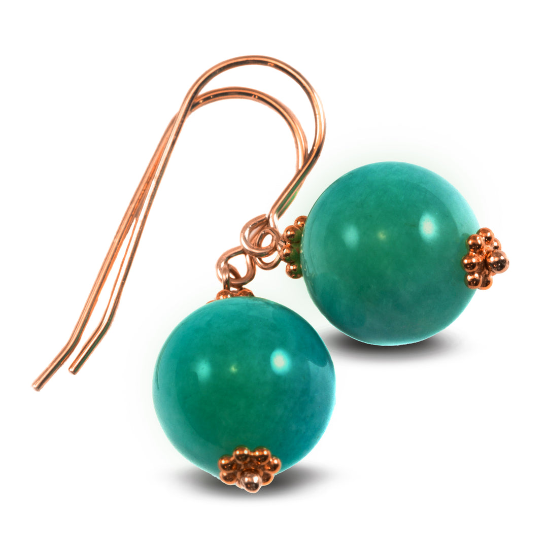 Amazonite Green Smooth Dangle Earrings – Sterling Silver or 14k Gold
