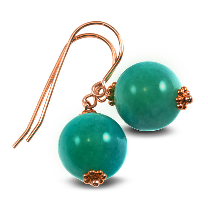 Amazonite Green Smooth Dangle Earrings – Sterling Silver or 14k Gold