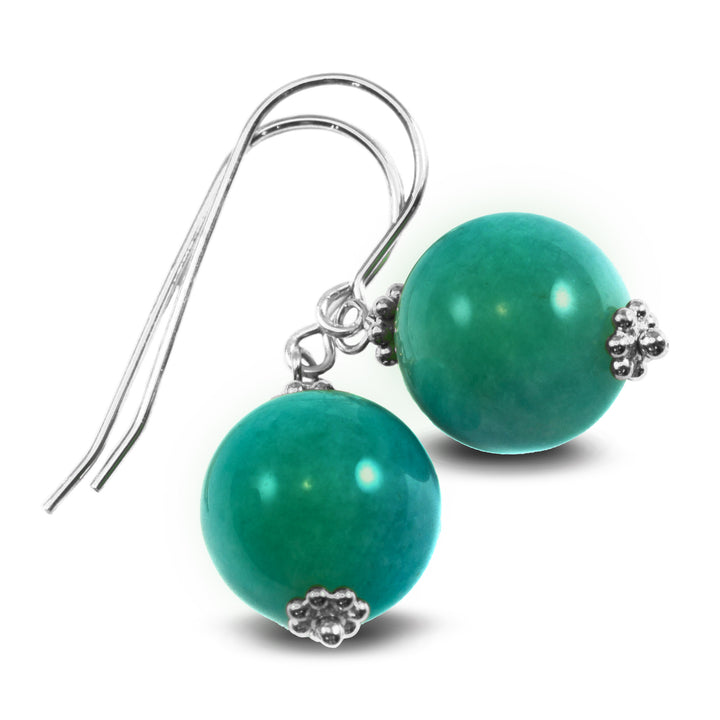 Amazonite Green Smooth Dangle Earrings – Sterling Silver or 14k Gold