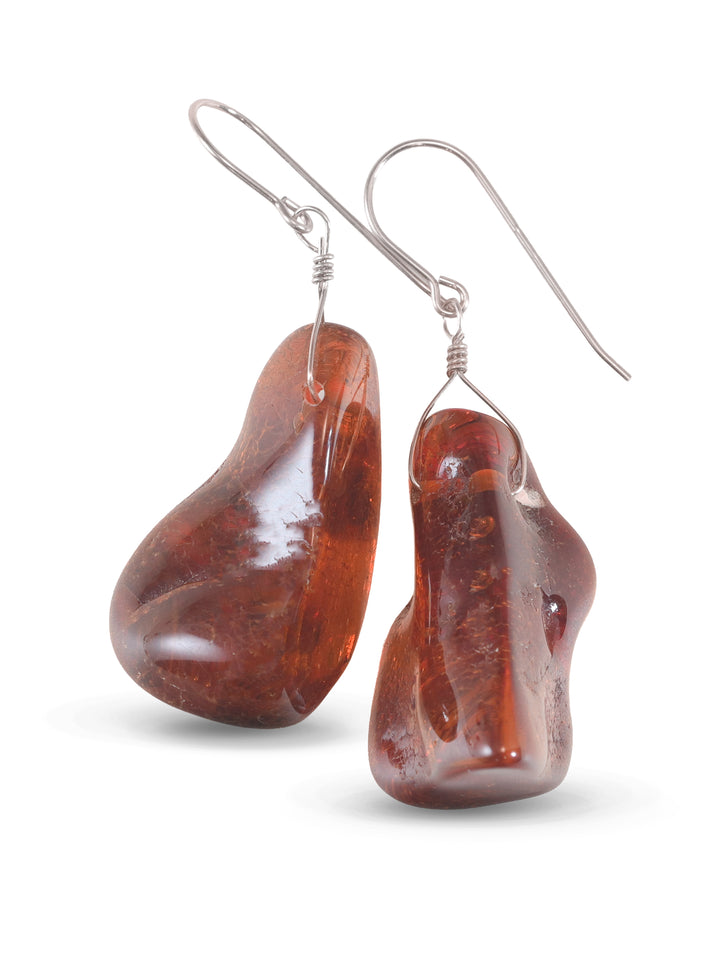 Natural Amber Earrings Sterling Silver or 14k Solid Gold or Filled Long Nuggets Dangles Lightweight Rich Yellow Spyglass
