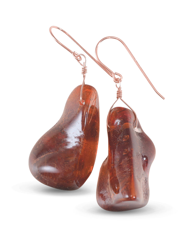 Natural Amber Earrings Sterling Silver or 14k Solid Gold or Filled Long Nuggets Dangles Lightweight Rich Yellow Spyglass