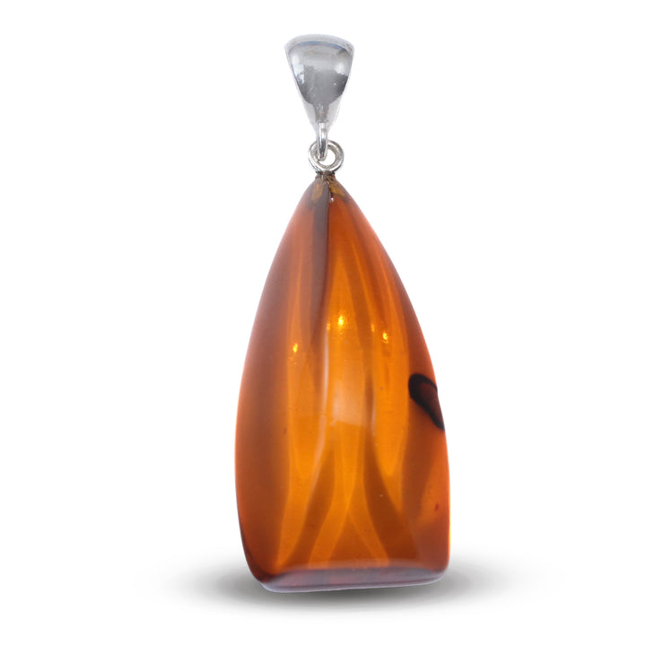 Honey Amber Baltic Large Angled Pendant – Sterling Silver
