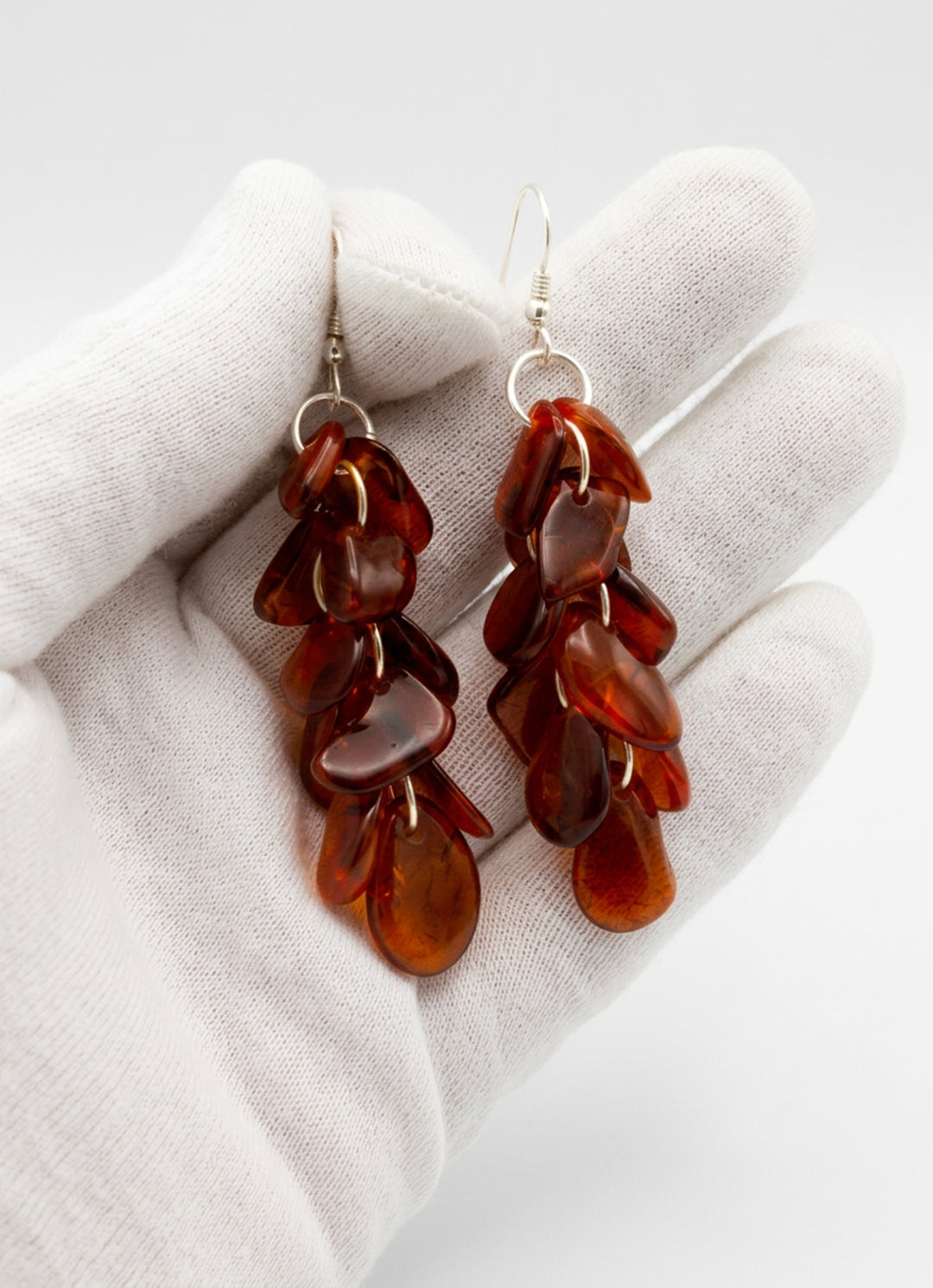 Baltic Amber Earrings Smooth Long Teardrop – Sterling Silver