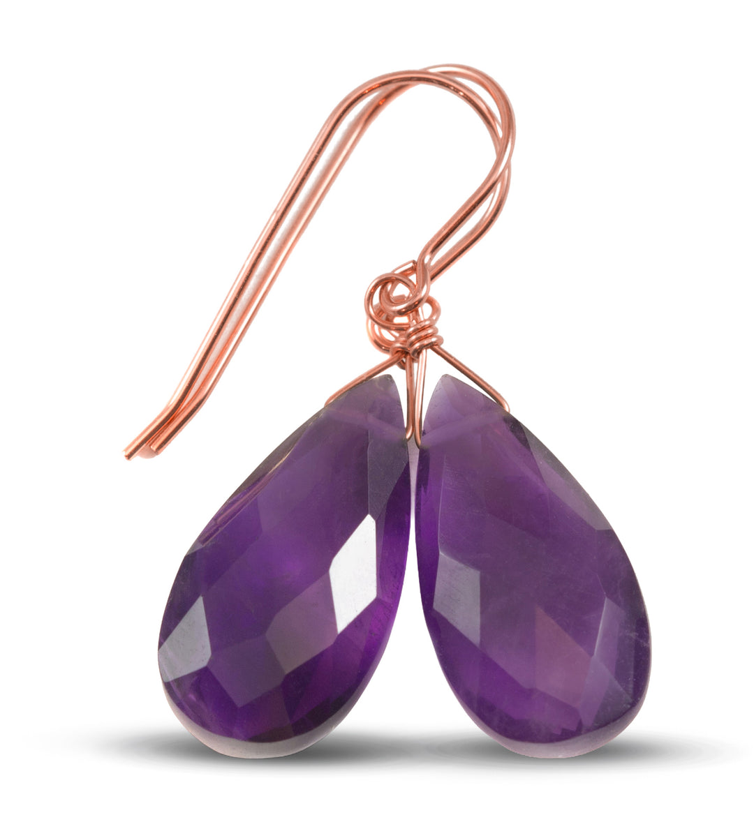 Amethyst Purple Faceted Earrings 1.5" – Sterling Silver or 14k Gold