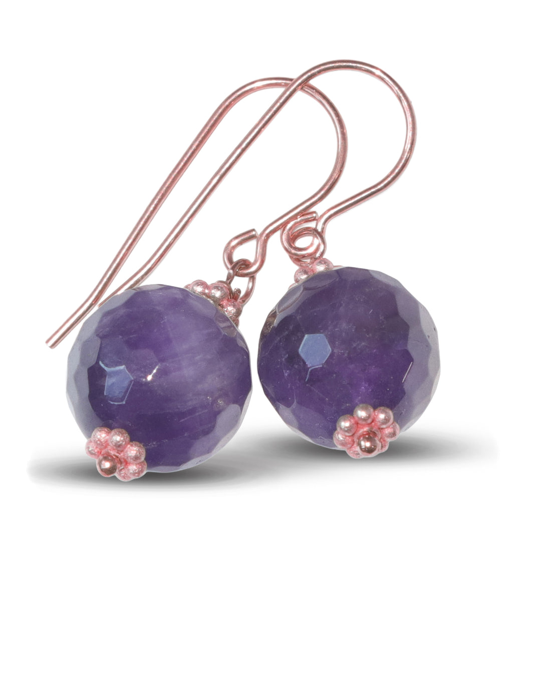 Amethyst Purple Round Earrings – Sterling Silver or 14k Gold