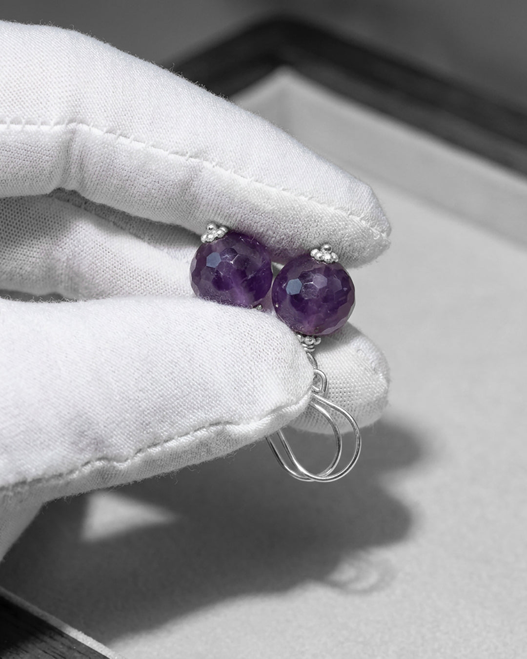 Amethyst Purple Round Earrings – Sterling Silver or 14k Gold