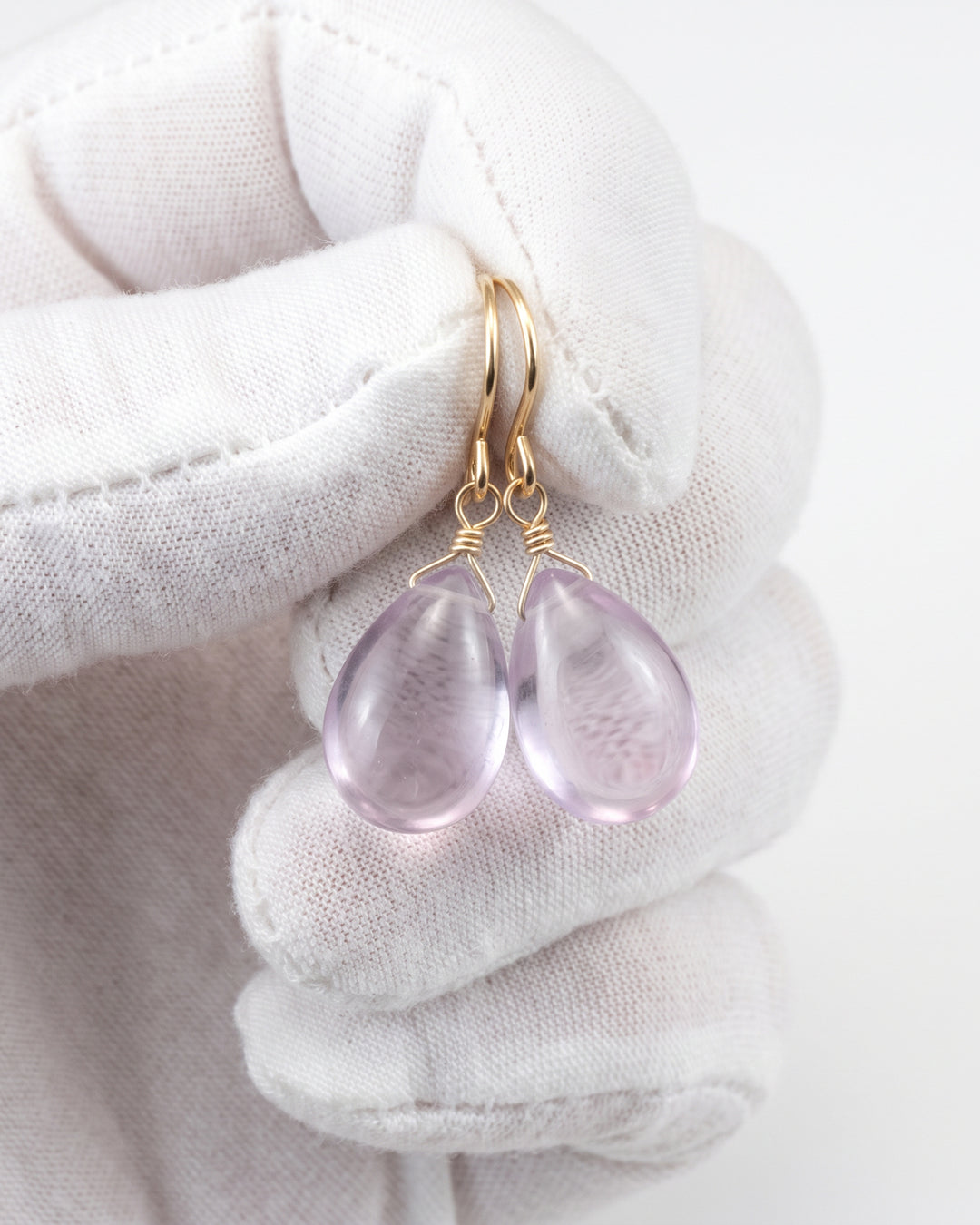 Amethyst Pink Smooth Earrings 1.2" – Sterling Silver or 14k Gold