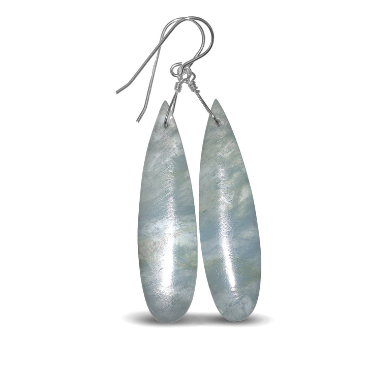 Aquamarine Earrings Blue Faceted Long 2.5" – Sterling Silver or 14k Gold