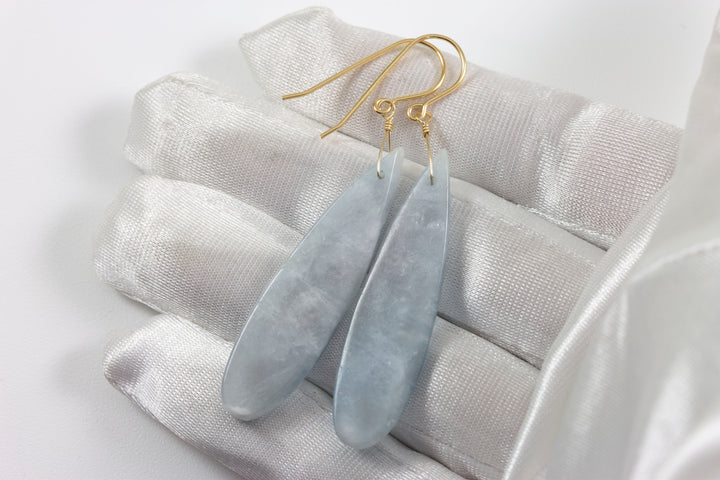 Aquamarine Earrings Blue Faceted Long 2.5" – Sterling Silver or 14k Gold