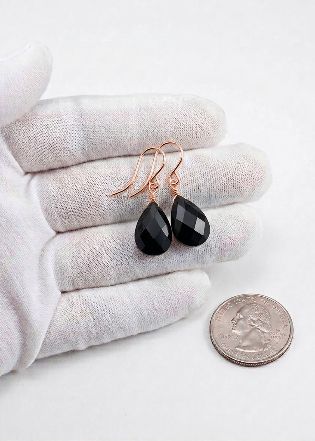 Black Sim Diamond Cubic Zirconia Earrings Pear Faceted Teardrop Briolette AAA CZ Sterling Silver or 14k Solid Gold or Filled Dangle Drops
