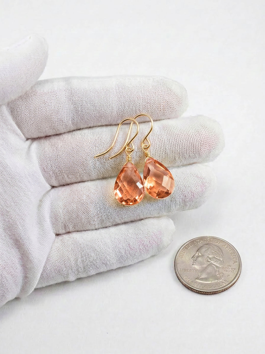 Champagne Cognac Cubic Zirconia Earrings Faceted Pear AAA CZ 14k Solid Gold or Filled or Sterling Silver Sim Diamond Dainty Classic Drops