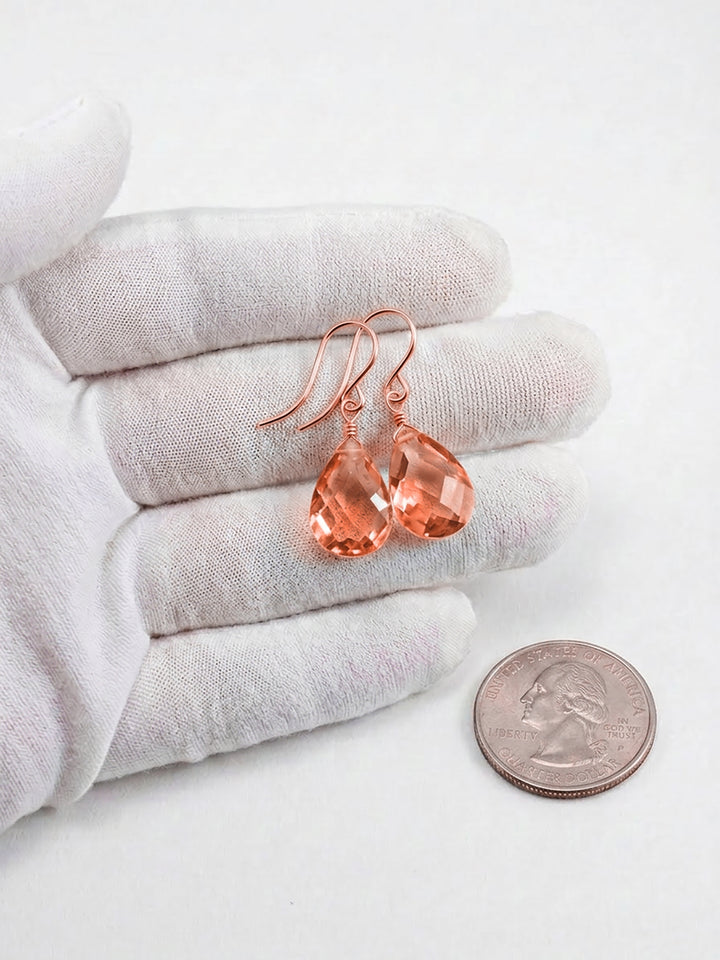 Champagne Cognac Cubic Zirconia Earrings Faceted Pear AAA CZ 14k Solid Gold or Filled or Sterling Silver Sim Diamond Dainty Classic Drops