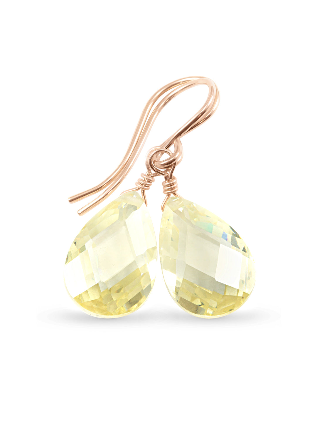 Cubic Zirconia Earrings Sterling Silver or 14k Gold Yellow Faceted 1.1 Inches