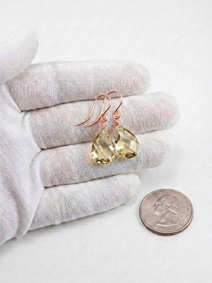 Cubic Zirconia Earrings Sterling Silver or 14k Gold Yellow Faceted 1.1 Inches