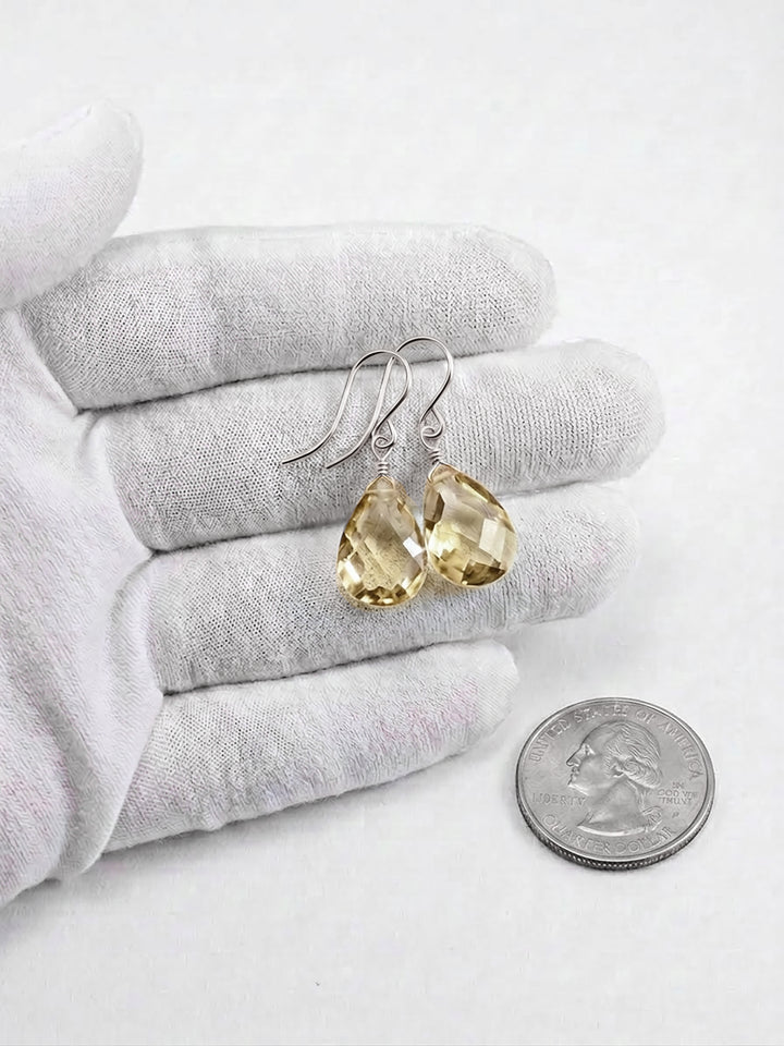 Cubic Zirconia Earrings Sterling Silver or 14k Gold Yellow Faceted 1.1 Inches