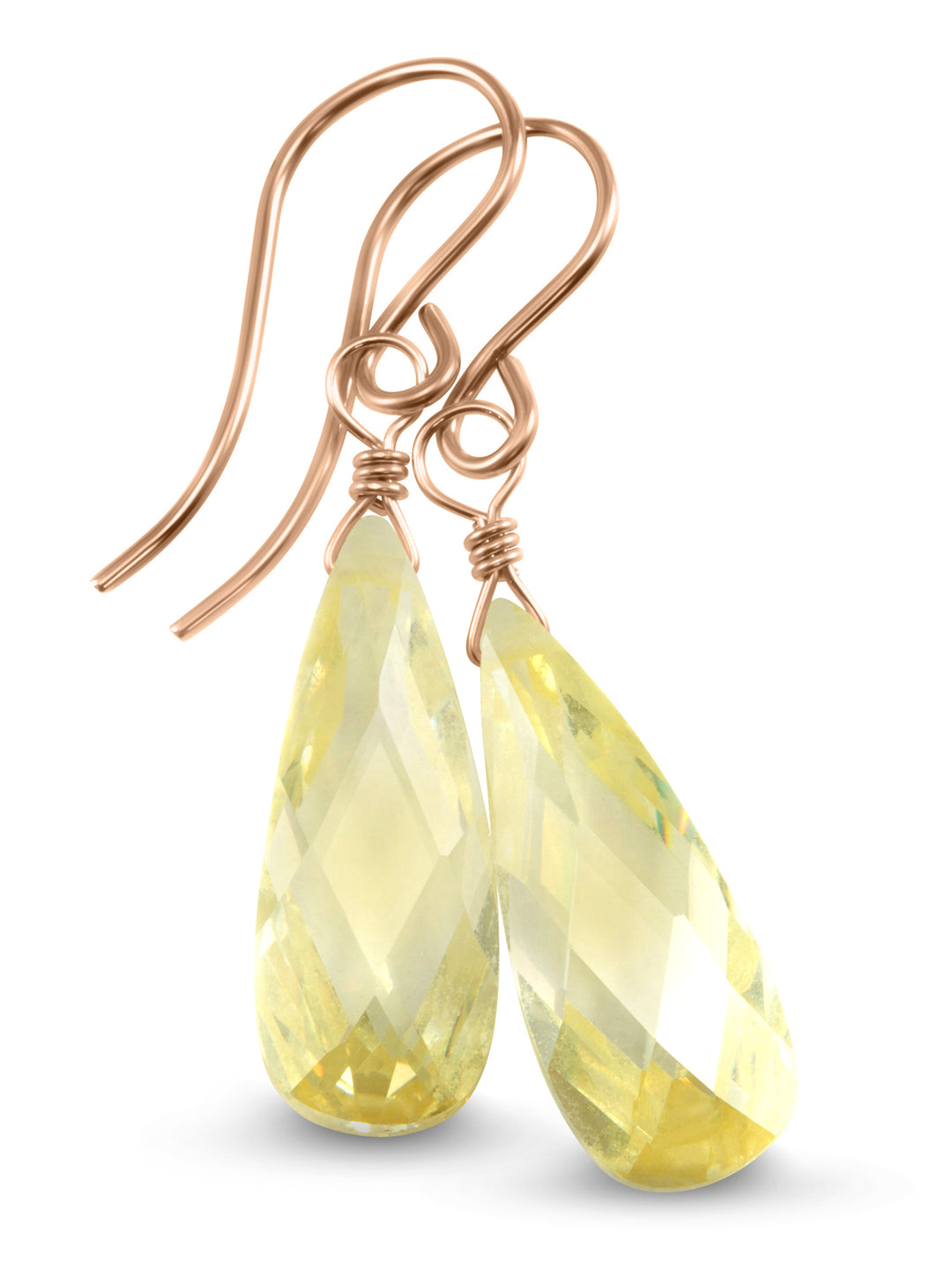 Cubic Zirconia Earrings Sterling Silver or 14k Gold Yellow Faceted 1.3 Inches