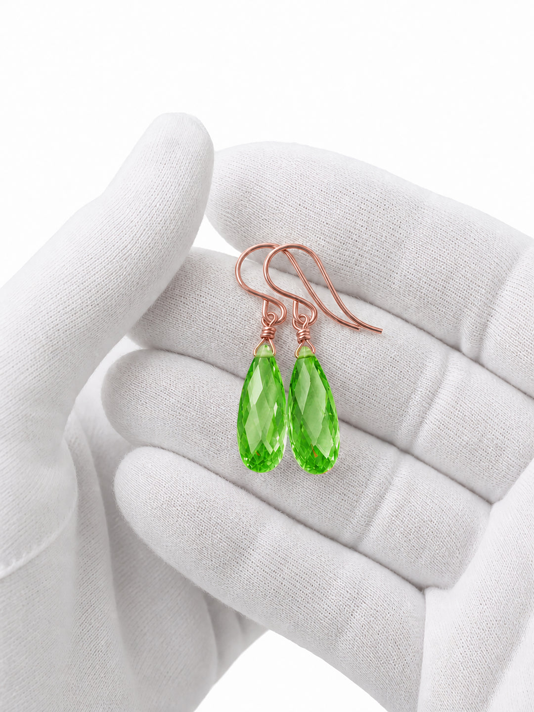 Peridot Green Cubic Zirconia Earrings Long Teardrop AAA CZ  Sterling Silver or 14k Solid Gold or Filled Faceted Cut Drops Simple Lightweight