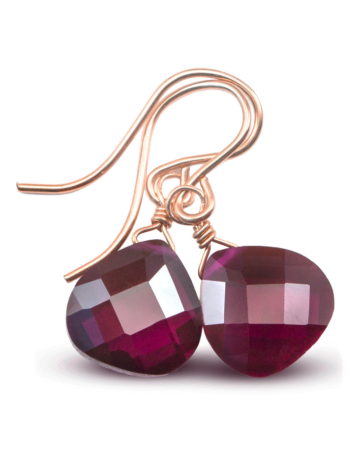 Cubic Zirconia Earrings Sterling Silver or 14k Gold Red Faceted 1 Inches
