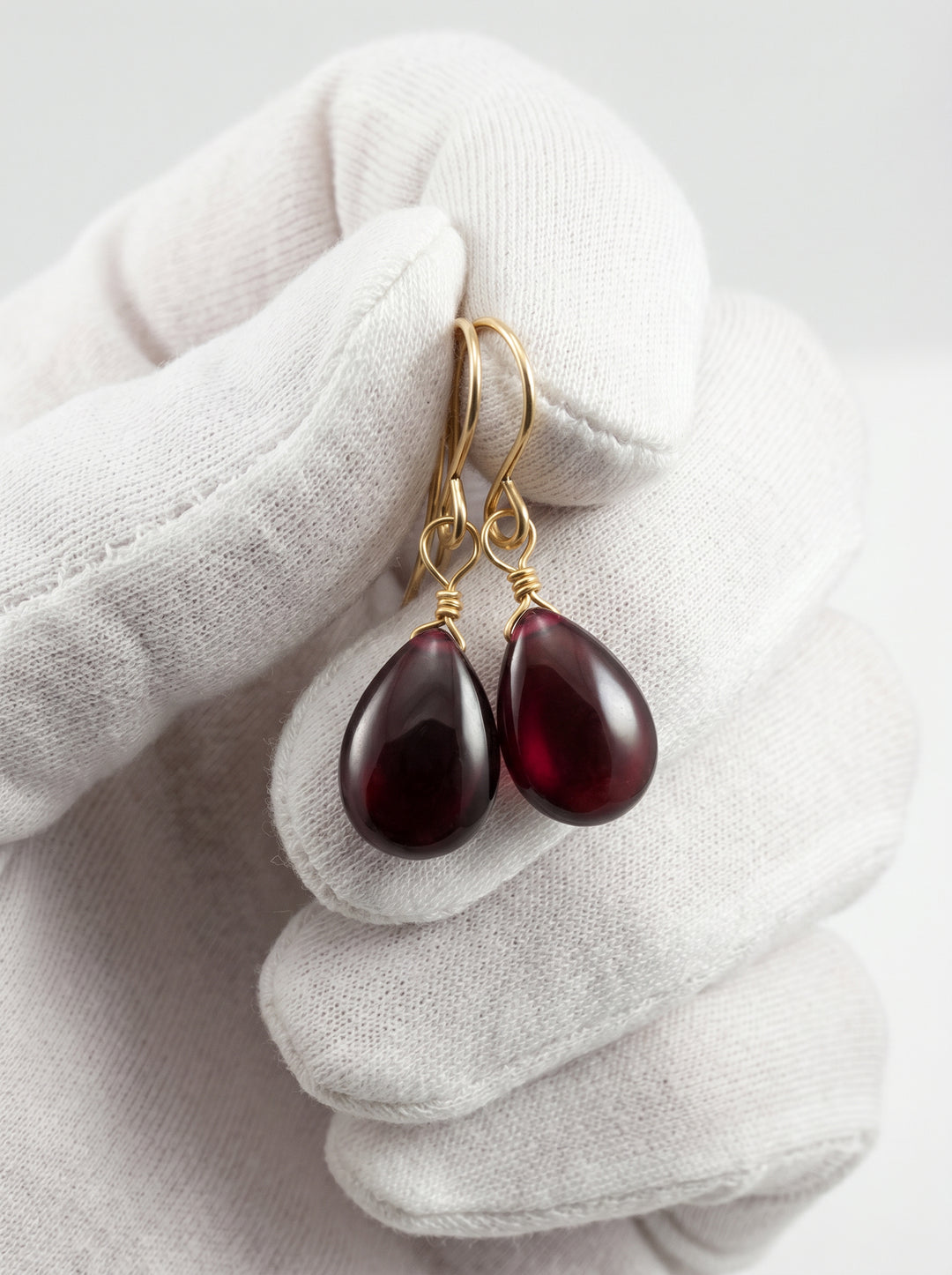 Red Ruby Cubic Zirconia Earrings Smooth Teardrop AAA CZ  Sterling Silver or 14k Solid Gold or Filled Deep Red Basic Simple Pear Dainty Drops