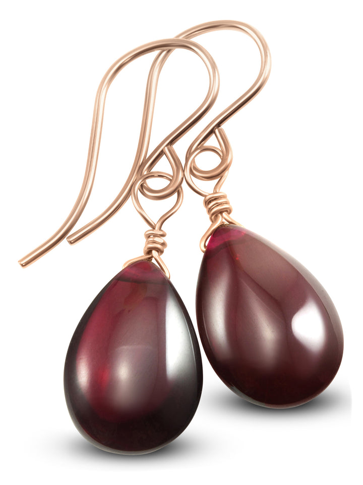 Red Ruby Cubic Zirconia Earrings Smooth Teardrop AAA CZ  Sterling Silver or 14k Solid Gold or Filled Deep Red Basic Simple Pear Dainty Drops