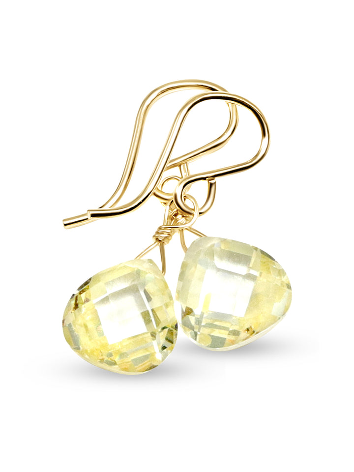 Cubic Zirconia Earrings Sterling Silver or 14k Gold Yellow Faceted 1 Inches