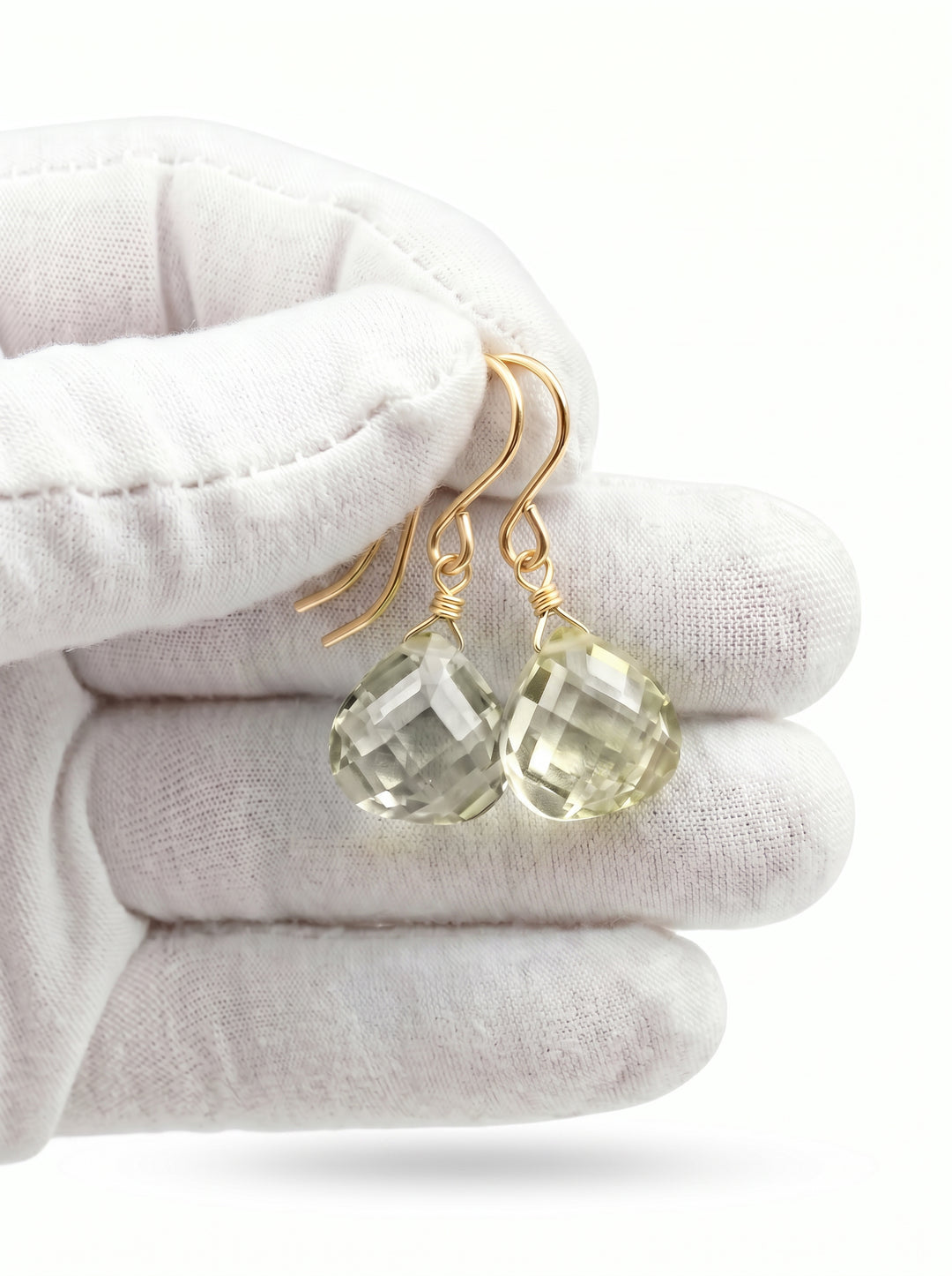 Cubic Zirconia Earrings Sterling Silver or 14k Gold Yellow Faceted 1 Inches