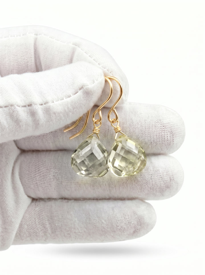 Cubic Zirconia Earrings Sterling Silver or 14k Gold Yellow Faceted 1 Inches
