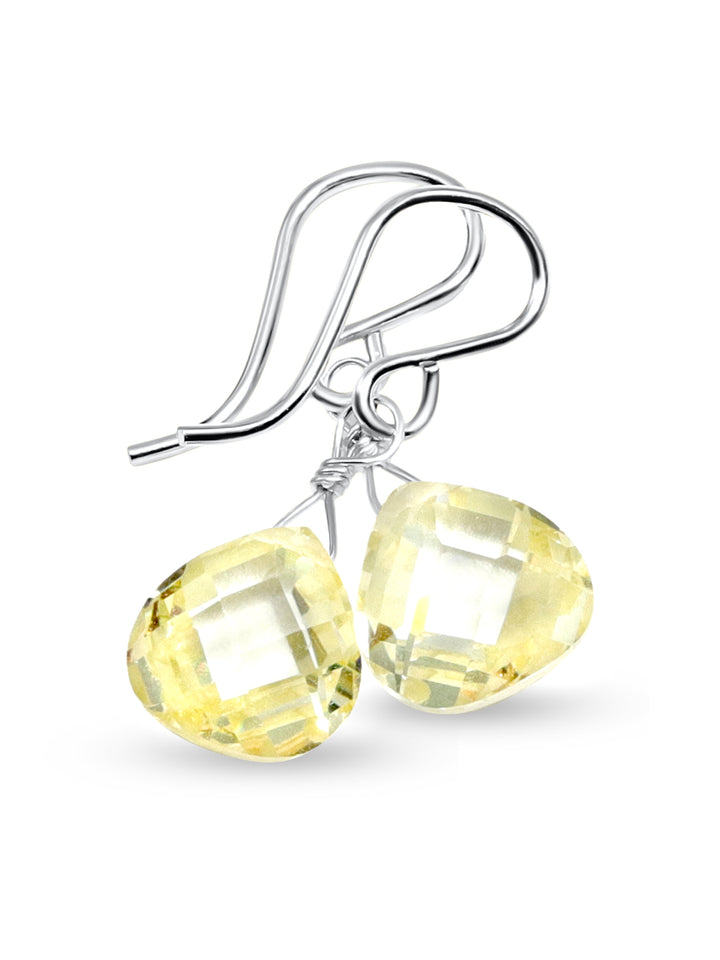 Cubic Zirconia Earrings Sterling Silver or 14k Gold Yellow Faceted 1 Inches