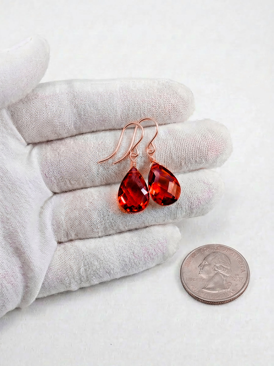 Garnet Red Cubic Zirconia Earrings Teardrop AAA CZ Briolette Sterling Silver or 14k Solid Gold or Filled Pear Faceted Simple Dainty Drops