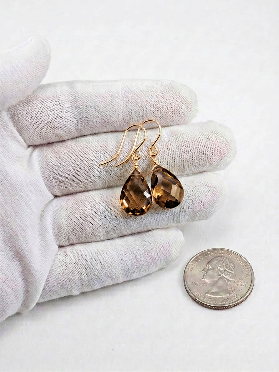 Dark Brown Cubic Zirconia Earrings  Simulated Diamond Teardrop CZ 14k Solid Gold or Filled or Sterling Silver Faceted Dainty Drops