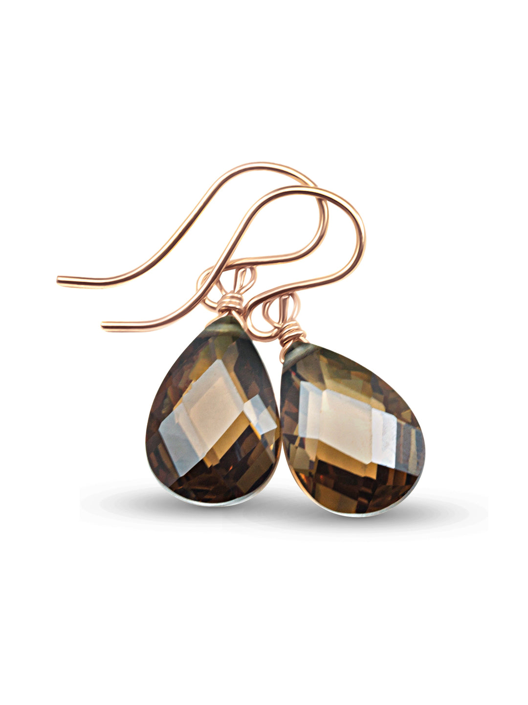 Dark Brown Cubic Zirconia Earrings  Simulated Diamond Teardrop CZ 14k Solid Gold or Filled or Sterling Silver Faceted Dainty Drops
