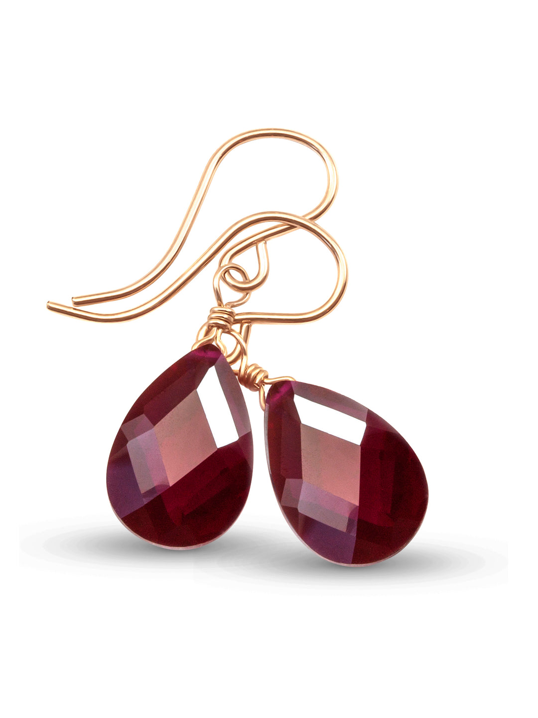 Red Ruby Cubic Zirconia Earrings Faceted Teardrop AAA CZ  Sterling Silver or 14k Solid Gold or Filled Deep Crimson Pear Simple Dainty Drop