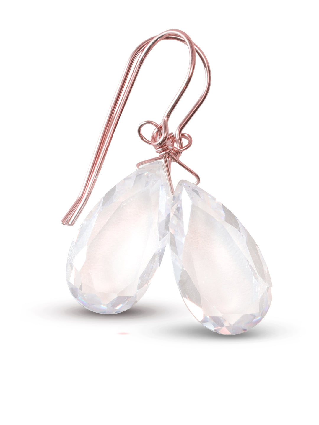 Cubic Zirconia Earrings Sterling Silver or 14k Gold Clear Faceted 1.4 Inches
