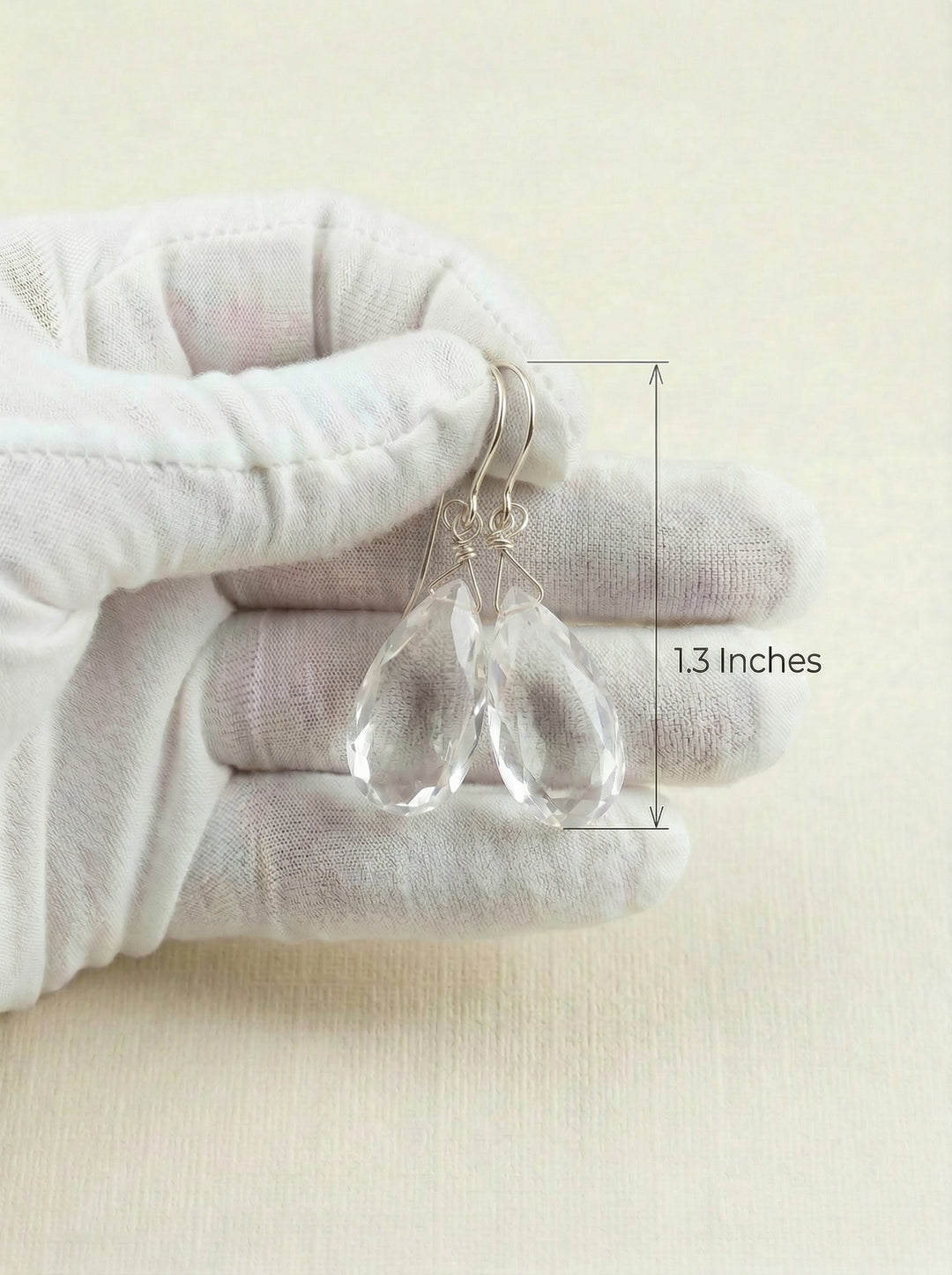 Cubic Zirconia Earrings Sterling Silver or 14k Gold Clear Faceted 1.4 Inches