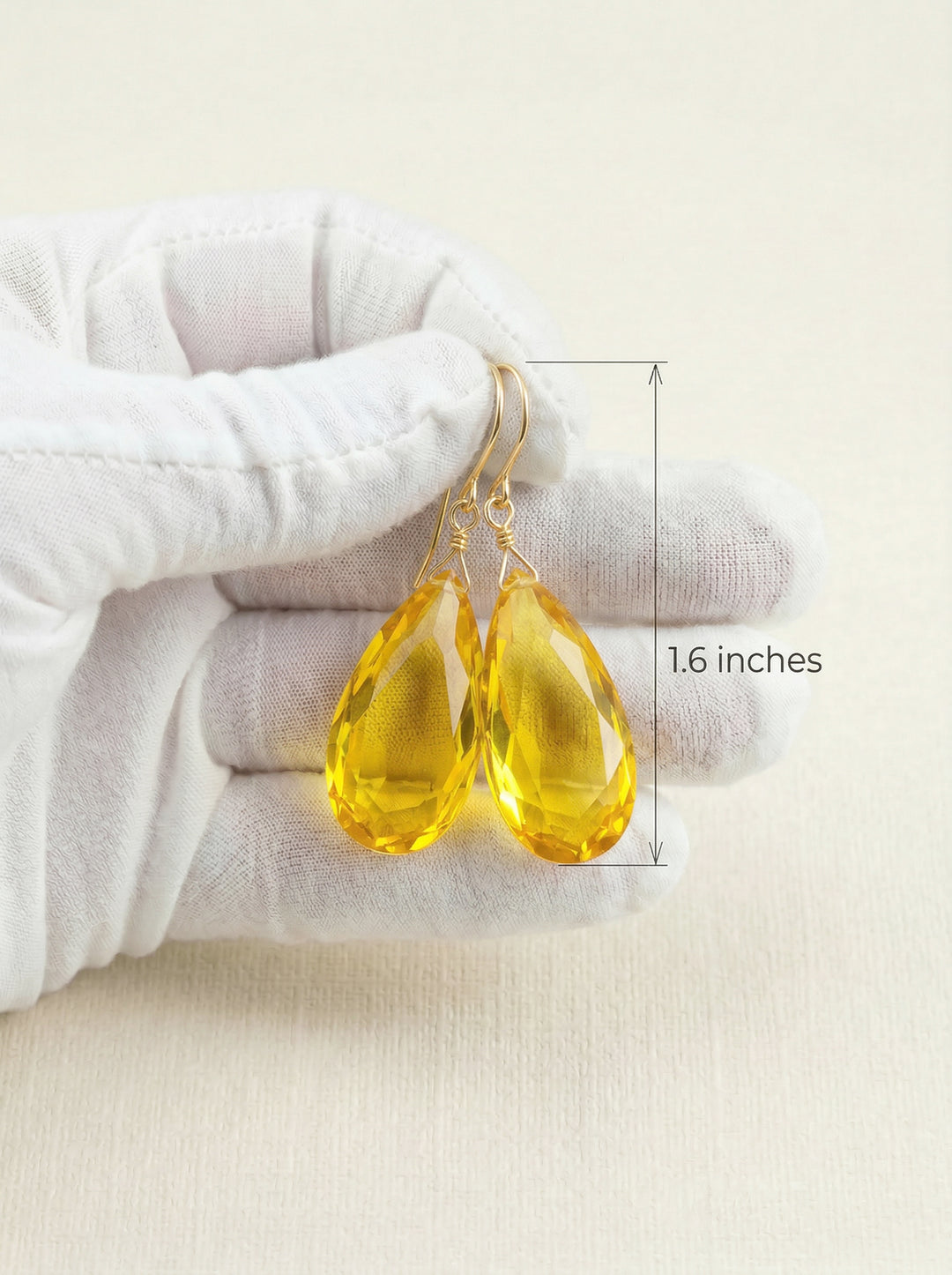 Cubic Zirconia Earrings Sterling Silver or 14k Gold Yellow Faceted 1.6 Inches