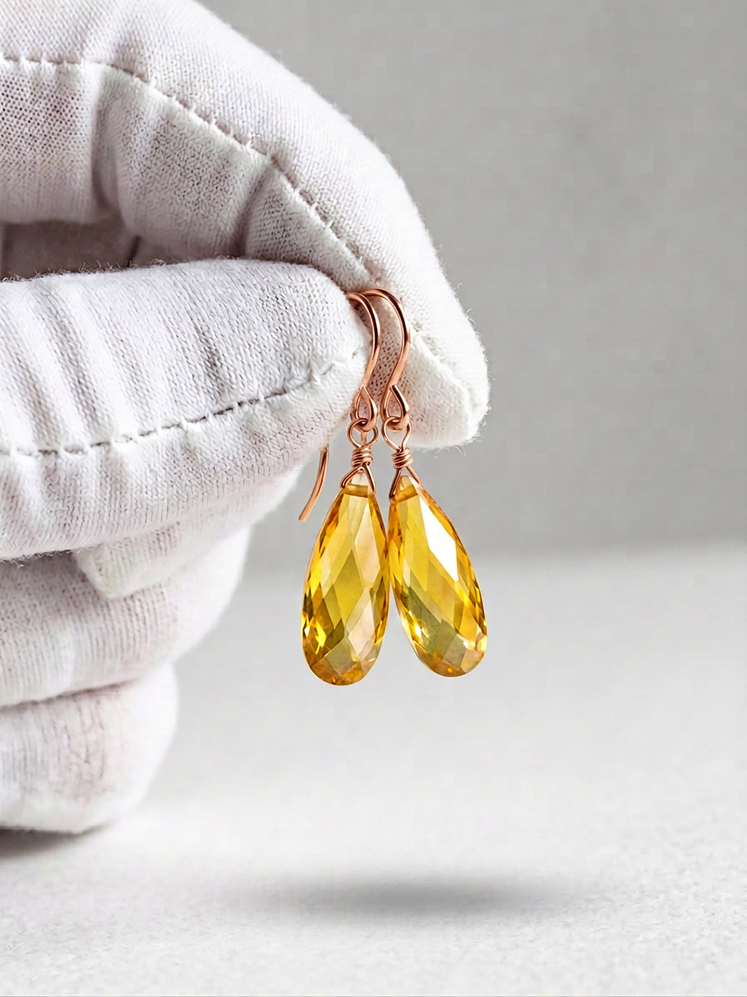 Cubic Zirconia Earrings Sterling Silver or 14k Gold Yellow Faceted 1.4 Inches