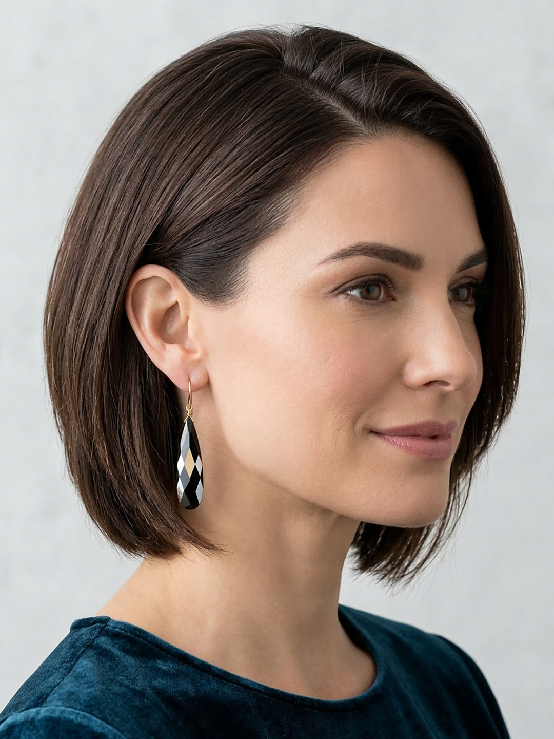 Cubic Zirconia Earrings Simulated Black Diamond Long Large Teardrop CZ 14k Solid Gold or Filled or Sterling Silver Simple 2 Inch