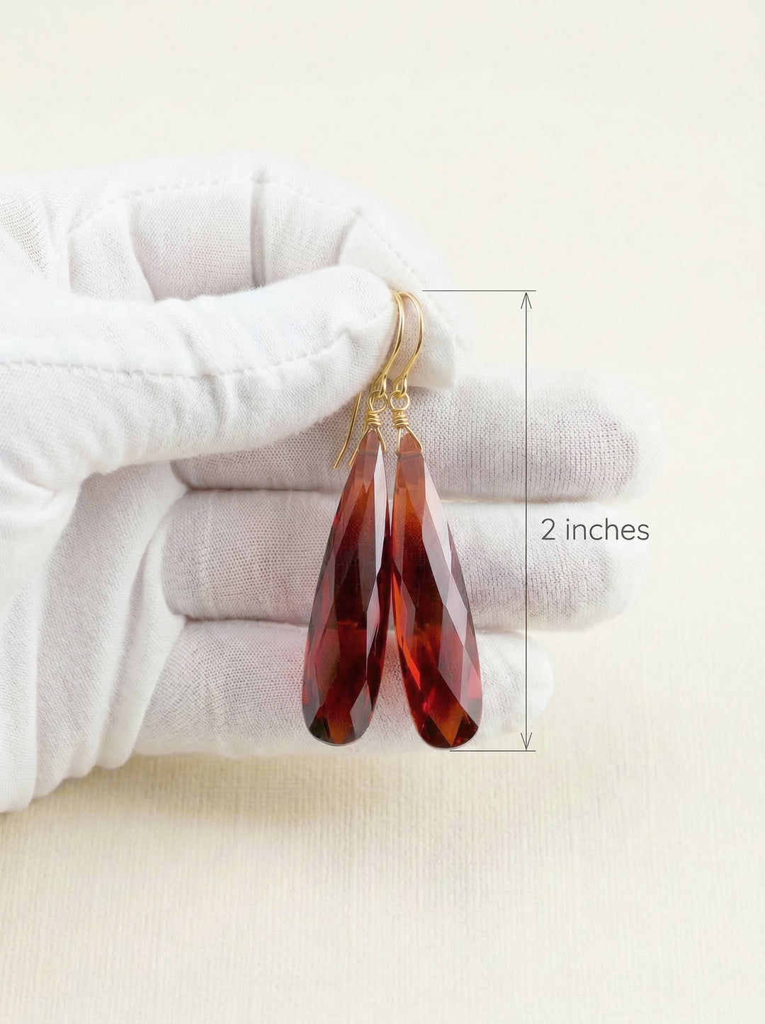Cubic Zirconia Earrings 14k Solid Gold or Filled or Sterling Silver Simulated Red Garnet Long Large Tear Drop CZ 2 In