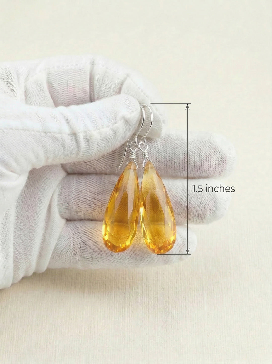 Cubic Zirconia Earrings Sterling Silver or 14k Gold Yellow Faceted 2 Inches