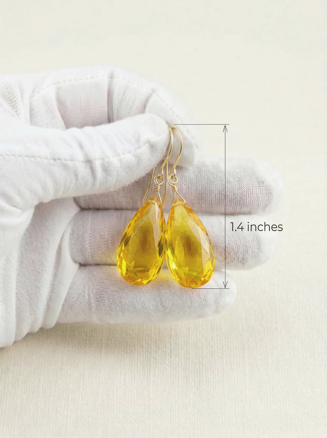 Cubic Zirconia Earrings Sterling Silver or 14k Gold Yellow Faceted 2 Inches