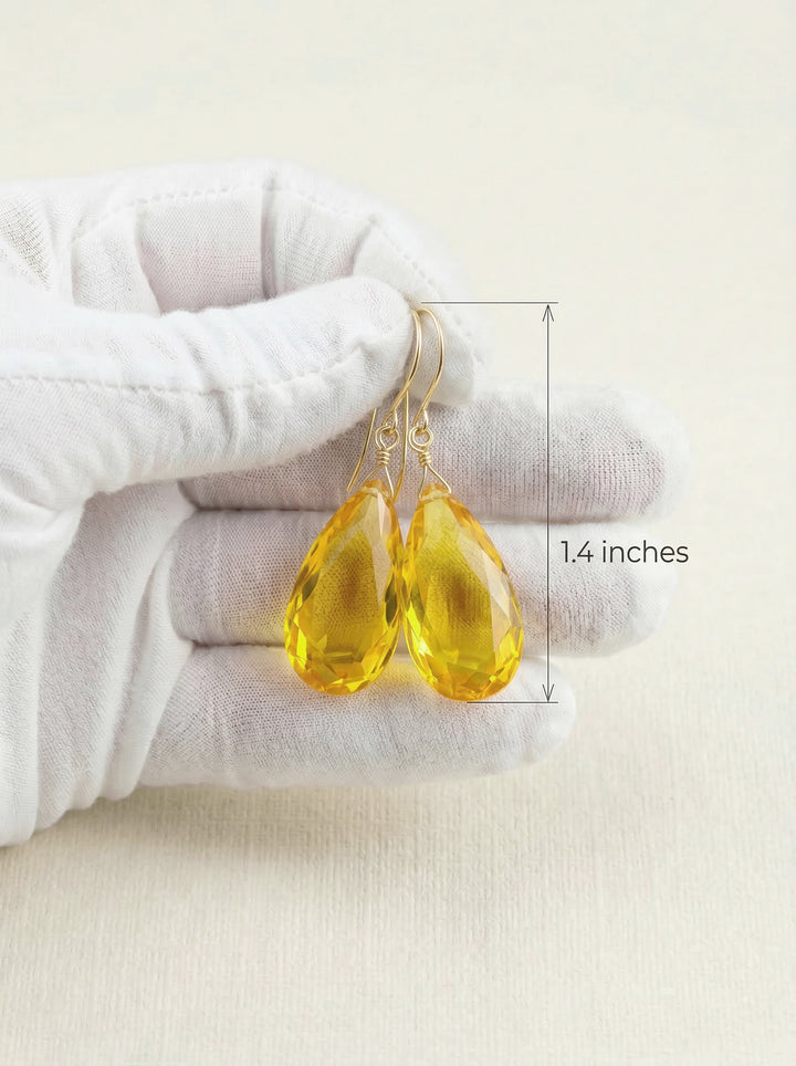 Cubic Zirconia Earrings Sterling Silver or 14k Gold Yellow Faceted 2 Inches