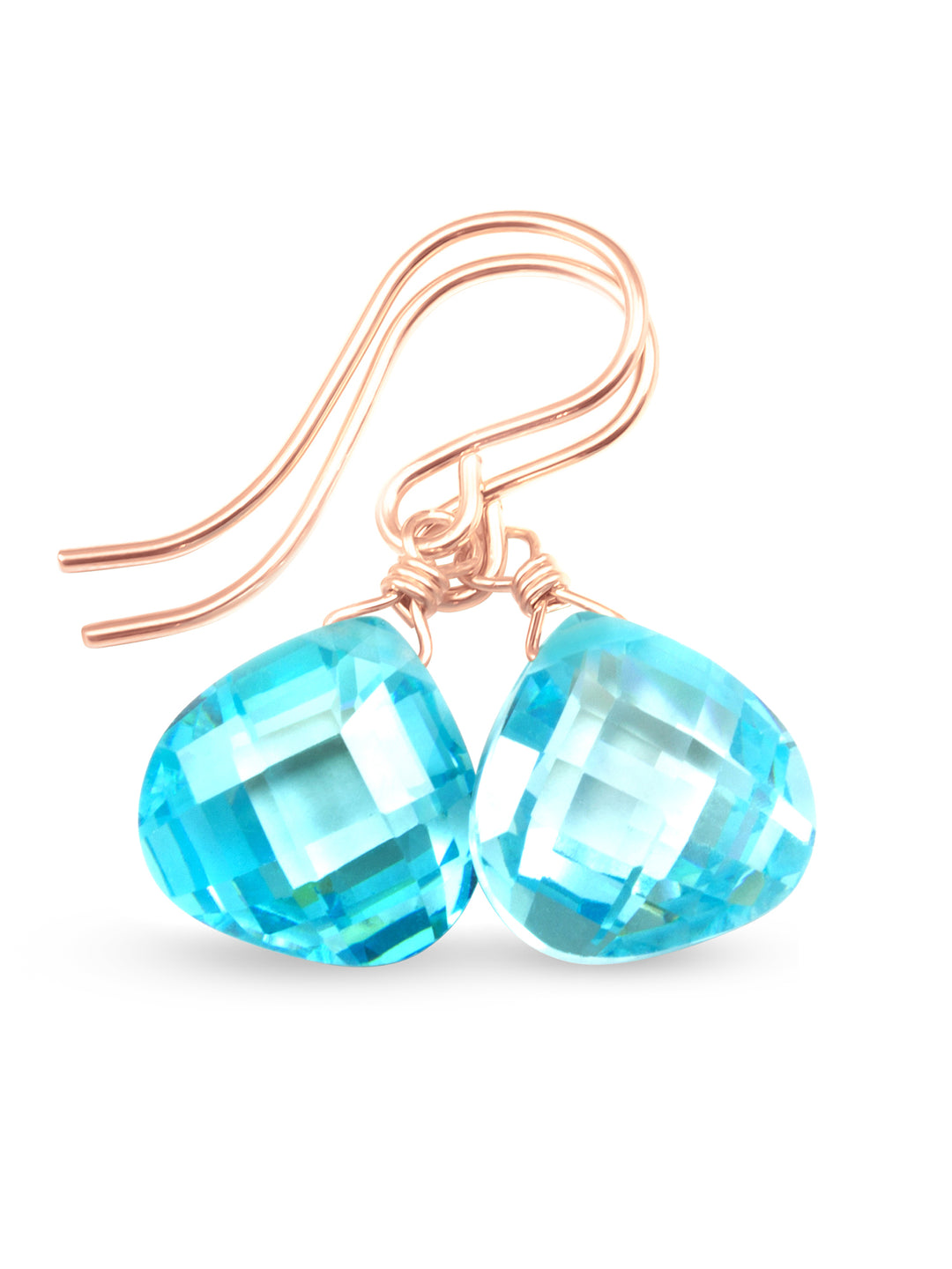 Cubic Zirconia Earrings Sterling Silver or 14k Gold Blue Faceted 1 Inches