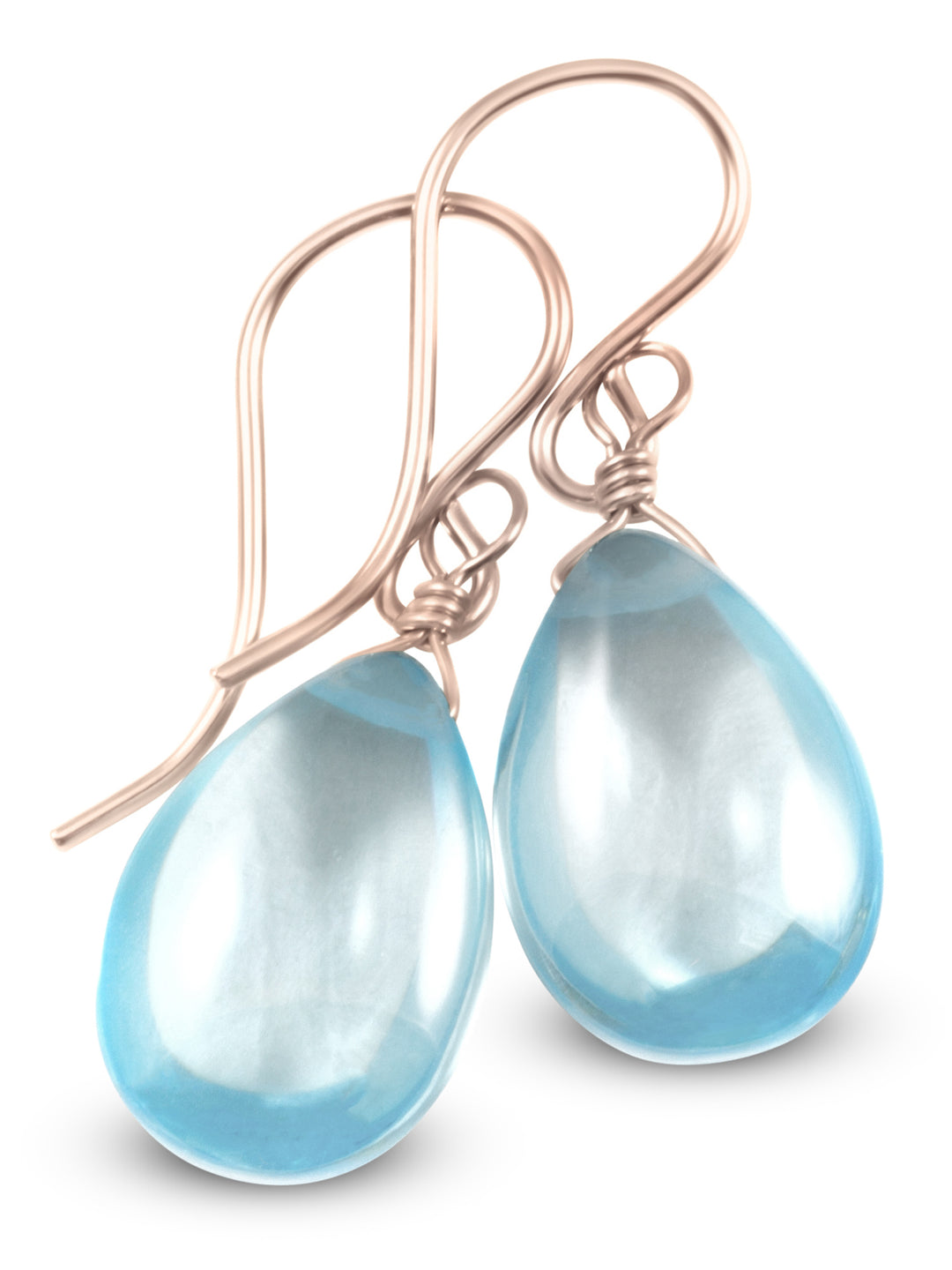 Cubic Zirconia Earrings Sterling Silver or 14k Gold Blue Faceted 1.1 Inches
