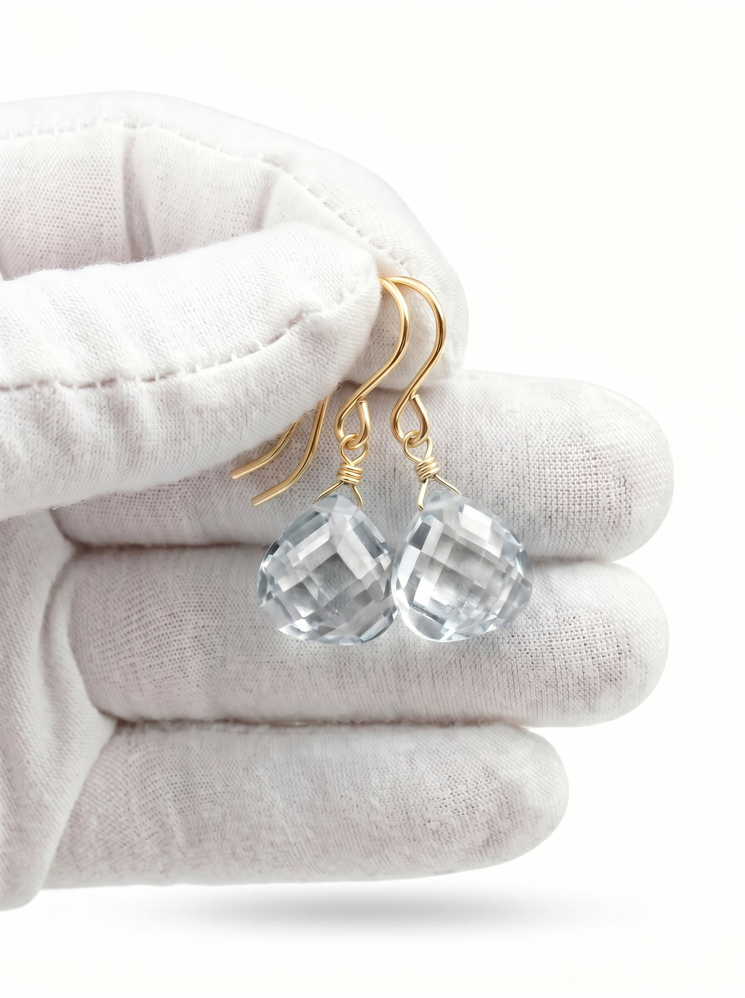 Cubic Zirconia Earrings Sterling Silver or 14k Gold Clear Faceted 1 Inches