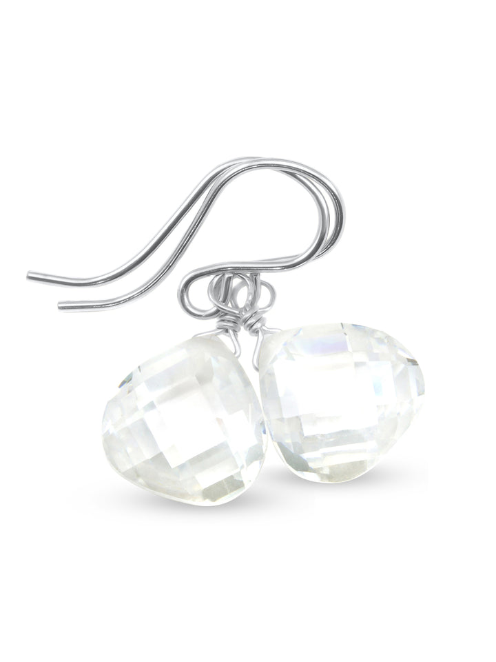 Cubic Zirconia Earrings Sterling Silver or 14k Gold Clear Faceted 1 Inches
