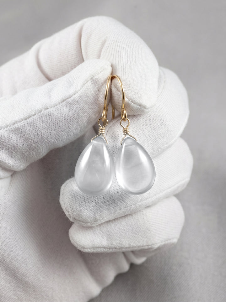 White Clear Cubic Zirconia Earrings Smooth CZ  Sterling Silver or 14k Solid Gold or Filled  Sim Diamond Teardrops Simple Pear Drops Spyglass