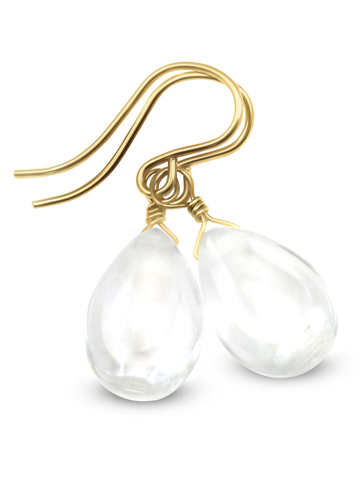 White Clear Cubic Zirconia Earrings Smooth CZ  Sterling Silver or 14k Solid Gold or Filled  Sim Diamond Teardrops Simple Pear Drops Spyglass