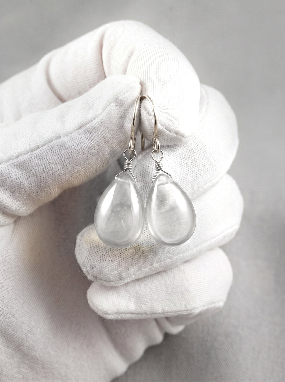 White Clear Cubic Zirconia Earrings Smooth CZ  Sterling Silver or 14k Solid Gold or Filled  Sim Diamond Teardrops Simple Pear Drops Spyglass