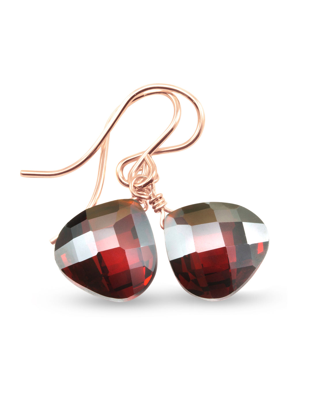Garnet Red Cubic Zirconia Earrings Teardrop AAA CZ Heart Sterling Silver or 14k Solid Gold or Filled Simple Dainty lightweight Drops