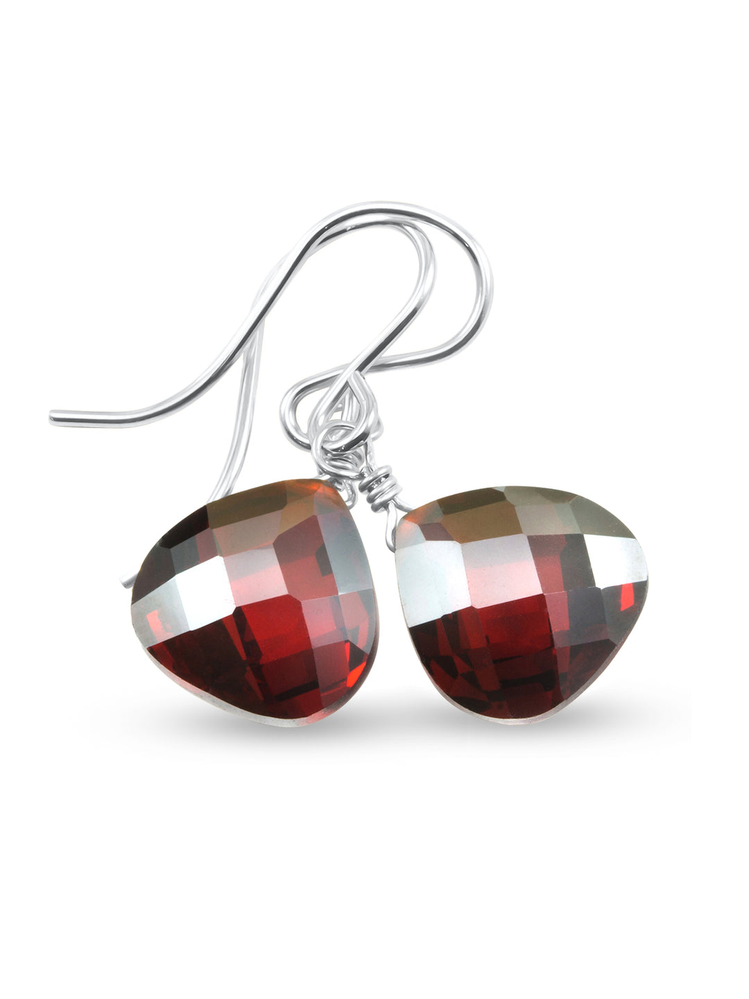 Garnet Red Cubic Zirconia Earrings Teardrop AAA CZ Heart Sterling Silver or 14k Solid Gold or Filled Simple Dainty lightweight Drops